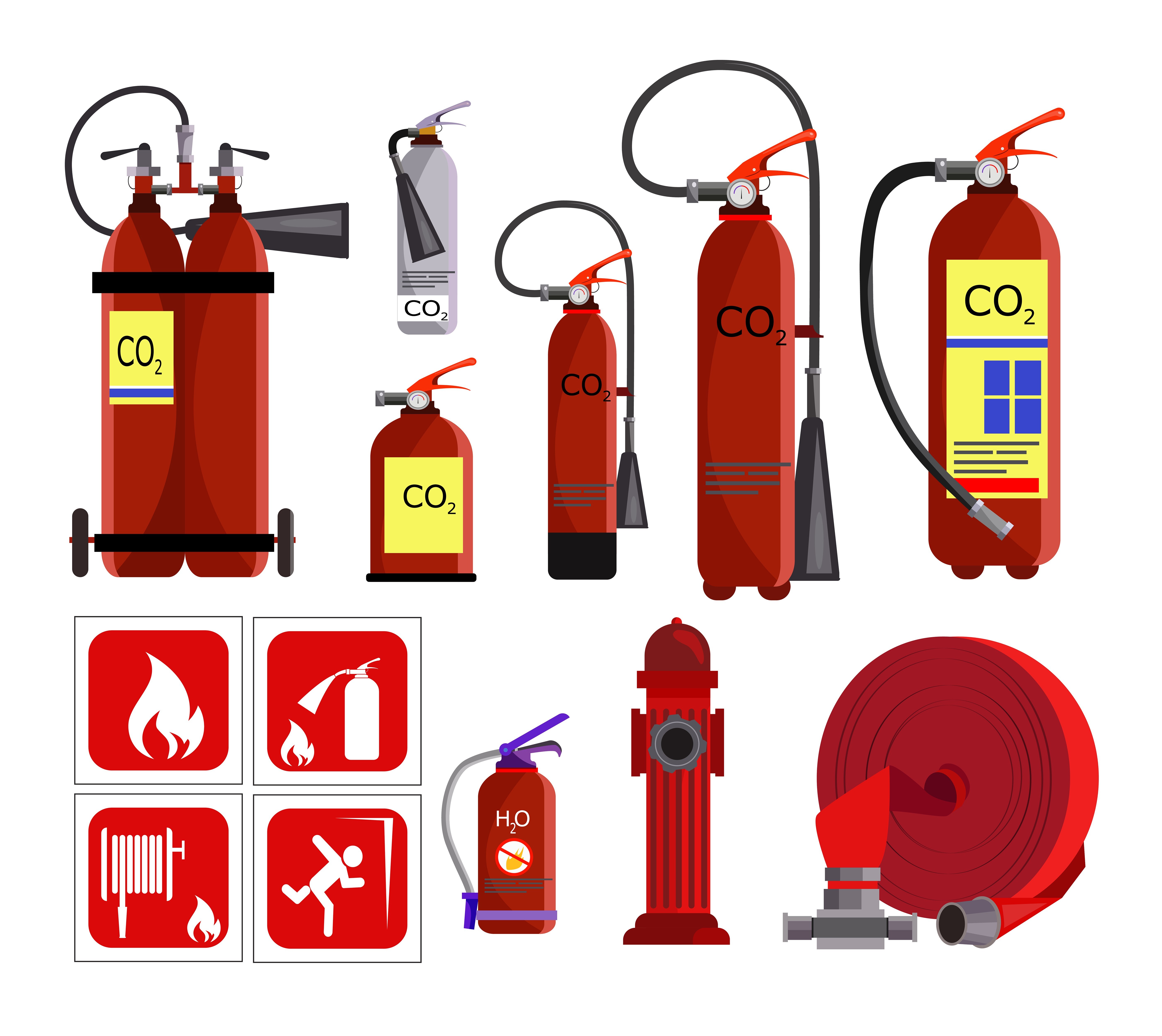  Fire extinguisher icons set
