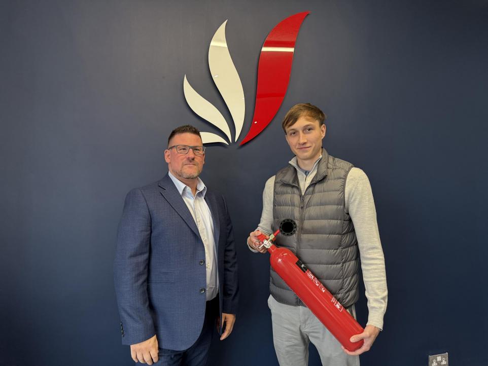 Jon Hughes, managing director of UK Fire Training, with James Haynes of agents John Truslove