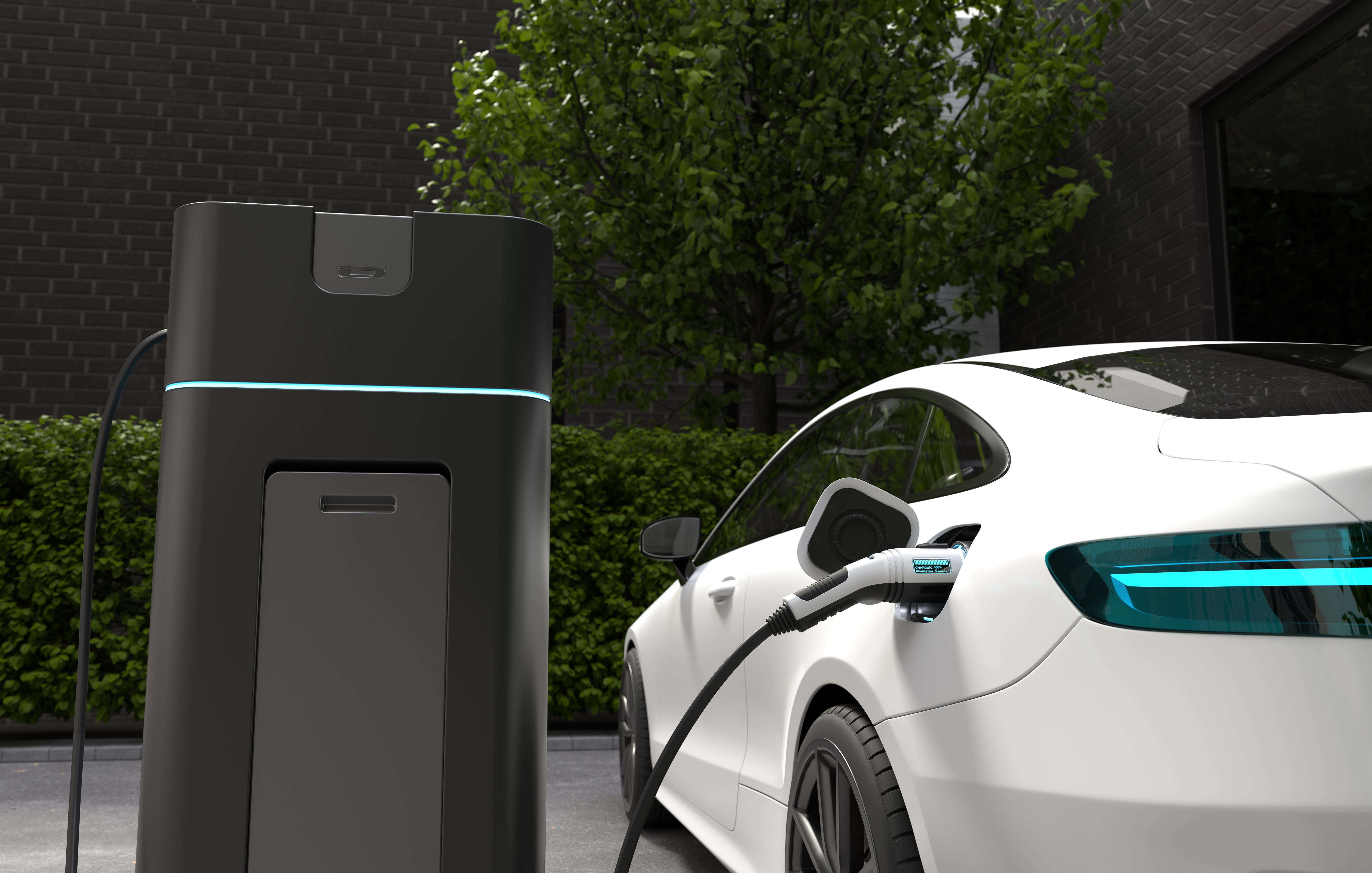 Electric car charging at home clean energy filling technology